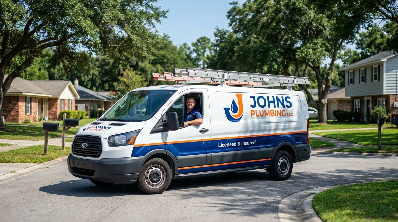 Johns Plumbing LLC service van in Bennettsville, SC