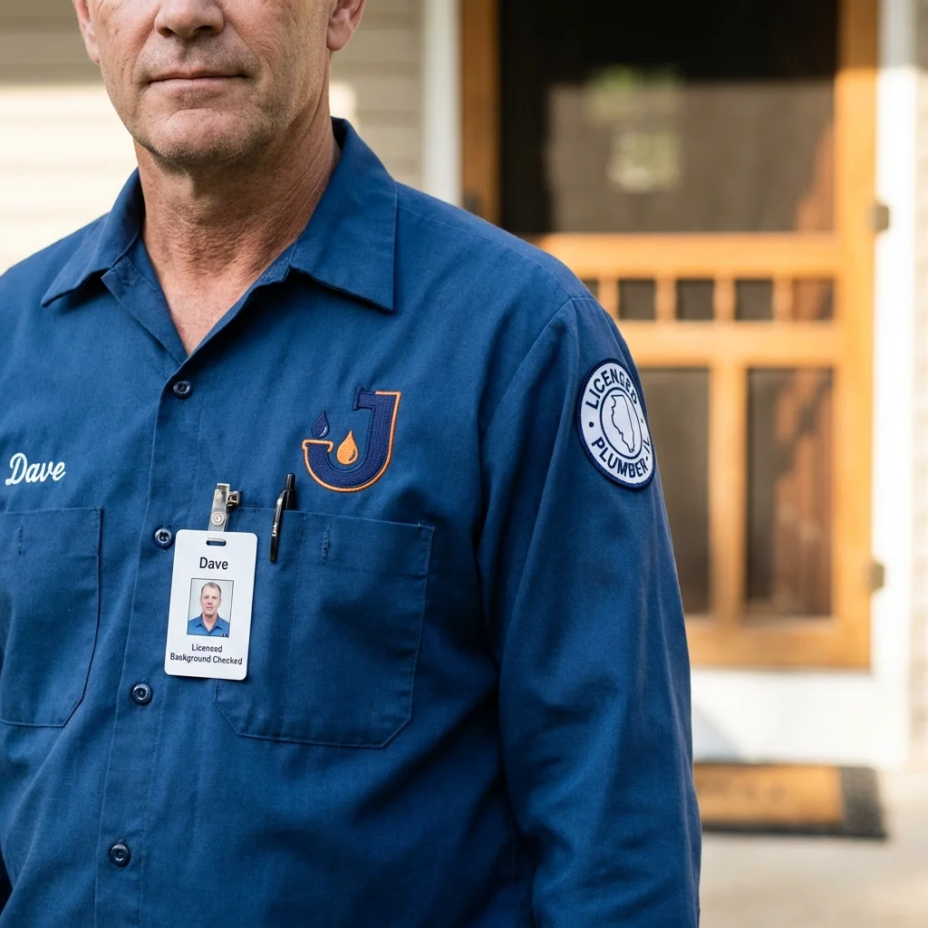 Licensed plumber showing ID badge in Bennettsville, SC