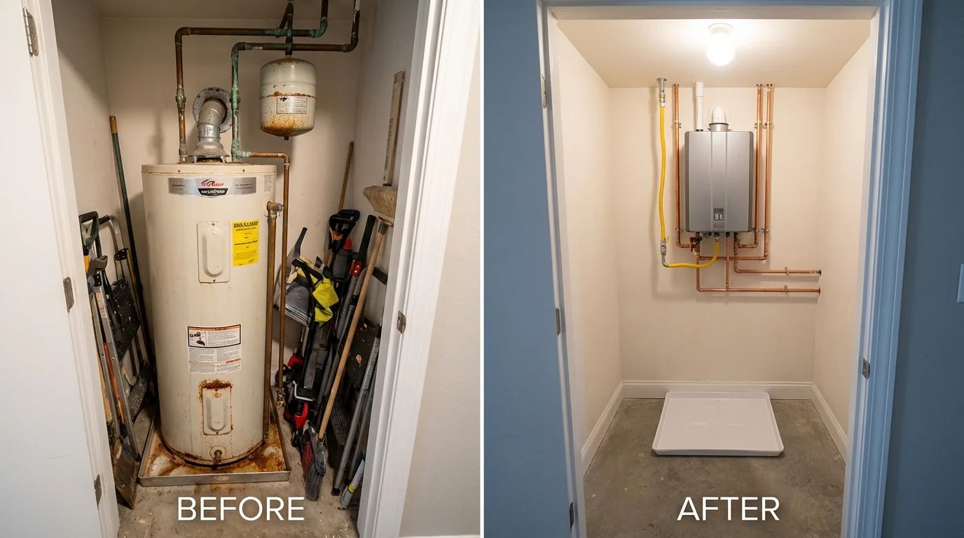 Tank water heater versus wall-mounted tankless unit comparison for Bennettsville, SC homeowners