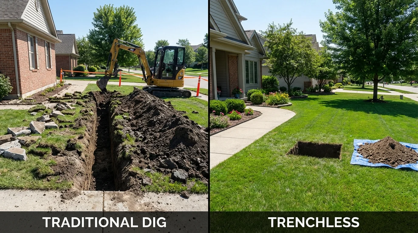 Trenchless sewer repair with minimal yard damage versus traditional excavation in Bennettsville, SC